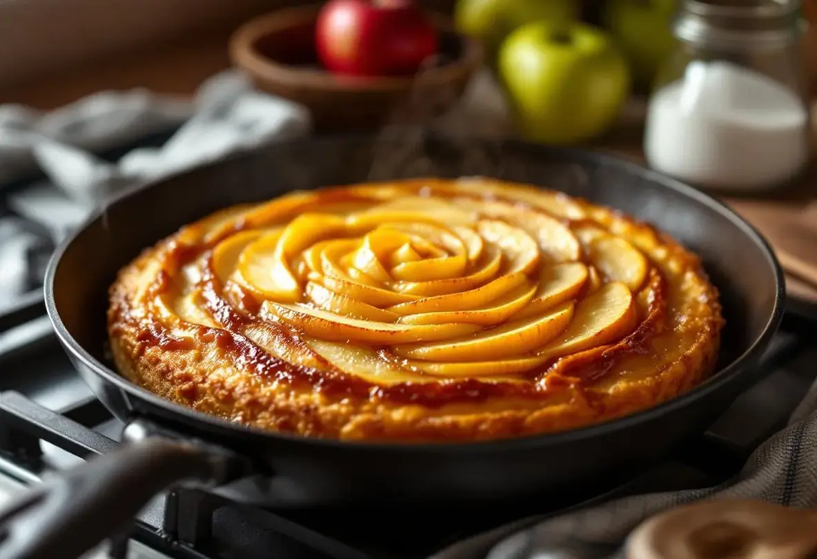 Elle prépare ce gâteau aux pommes à la poêle : 100 % plaisir gourmand sans four en 15 minutes (vous n’en reviendrez pas)