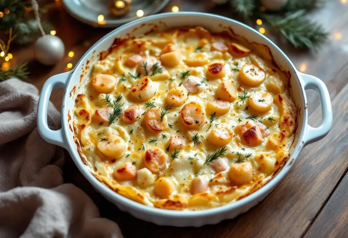Oubliez la dinde : ce gratin ultra crémeux Saumon & Saint-Jacques sera votre plat de Noël idéal