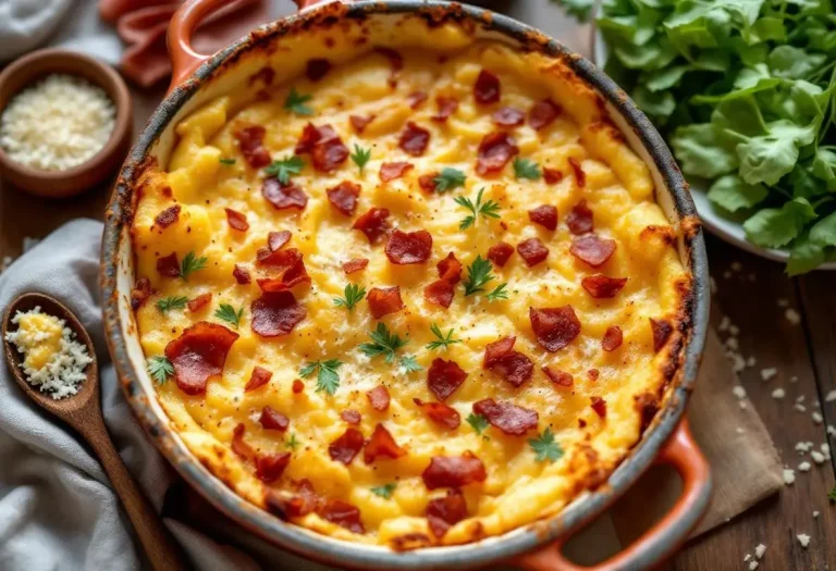 Ingrédients pour une polenta gratinée au gorgonzola et à la pancetta