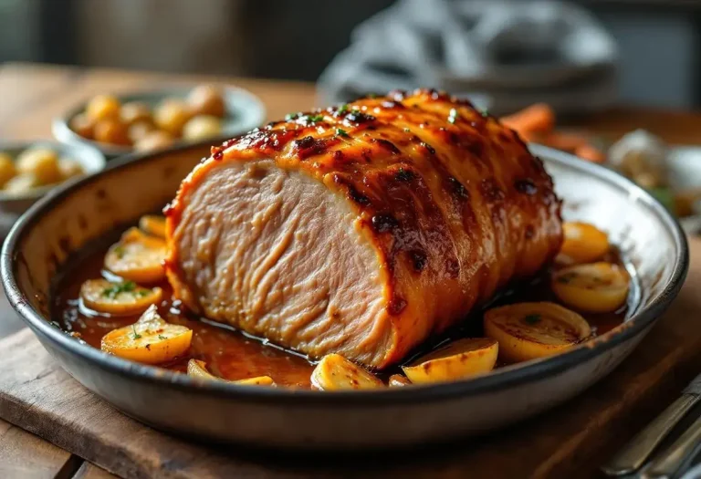 Rouelle de porc caramélisée au miel : cuisson lente au four, viande ultra fondante
