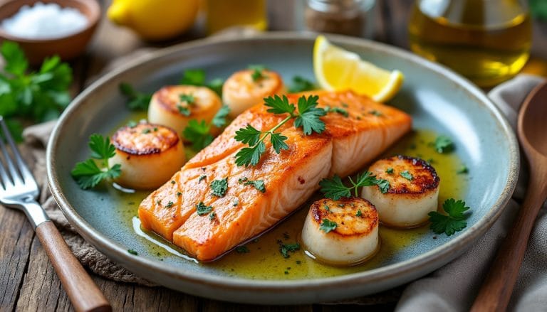 Recette saumon et saint-jacques au four : astuces pour un plat savoureux découvrez notre recette facile de saumon et saint-jacques au four, avec des astuces gourmandes pour un plat savoureux et raffiné à partager en famille ou entre amis.